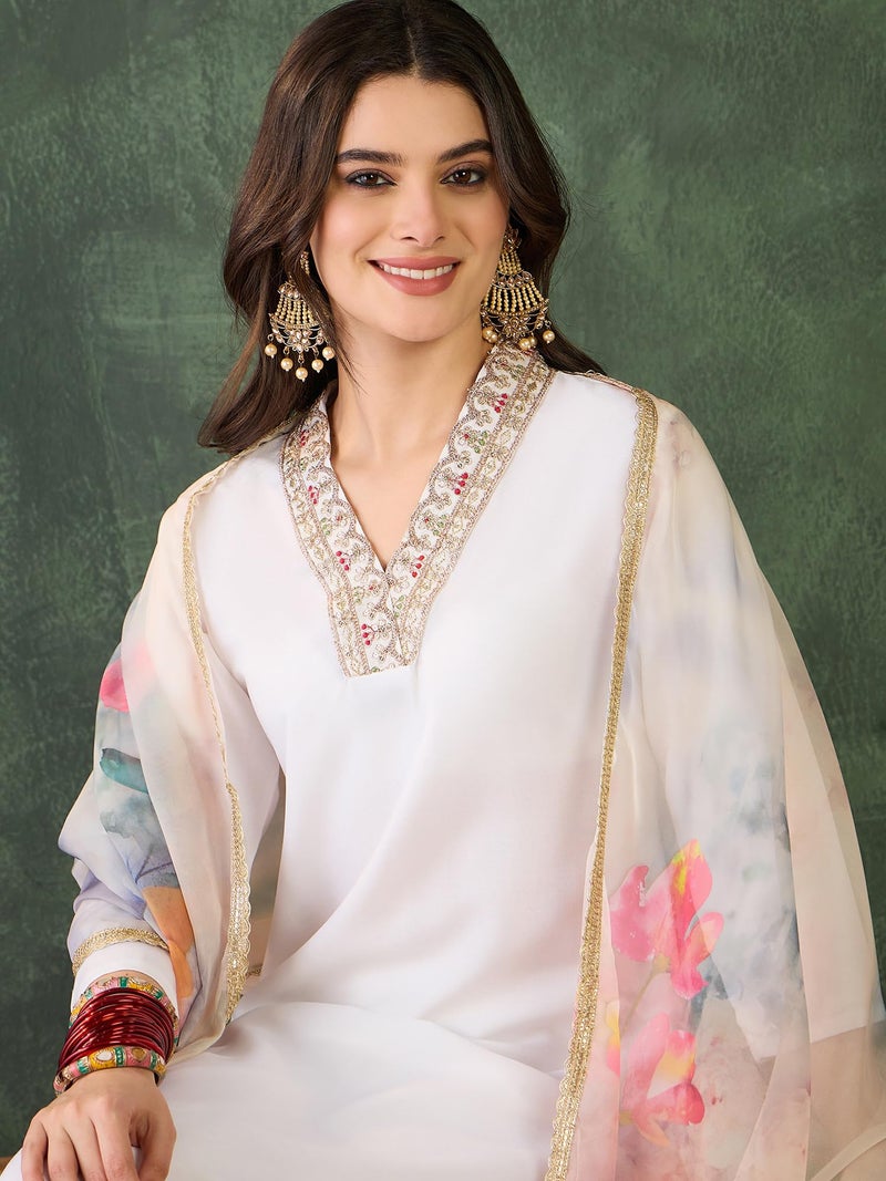 Naixa Women's Rayon Embroidered Straight Kurta with Pant and Dupatta Sets (NX-502-Offwhite-XL) - Image 5