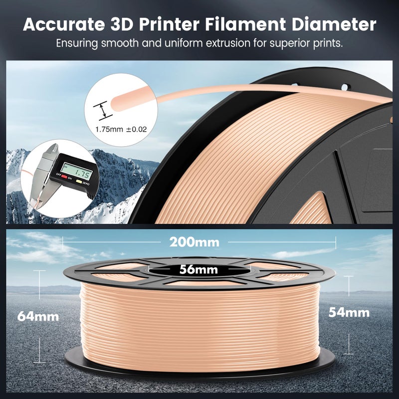 SUNLU PLA 3D Printer Filament PLA Filament 1.75mm, Neatly Wound 3D Printing Filament 1.75mm, Dimensional Accuracy +/- 0.02 mm, Fit Most FDM 3D Printers, 1kg Spool (2.2lbs), Skin Beige - Image 5