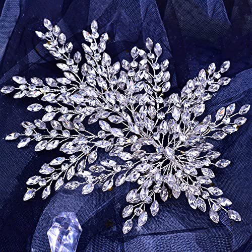 AMORARSI Wedding Rhinestone Hair Piece Leaf Bride Side Headpieces Crystal Hair Accessories for Brides and Bridesmaids - Image 5