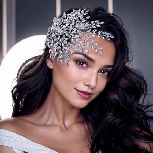 AMORARSI Wedding Rhinestone Hair Piece Leaf Bride Side Headpieces Crystal Hair Accessories for Brides and Bridesmaids - Image 3