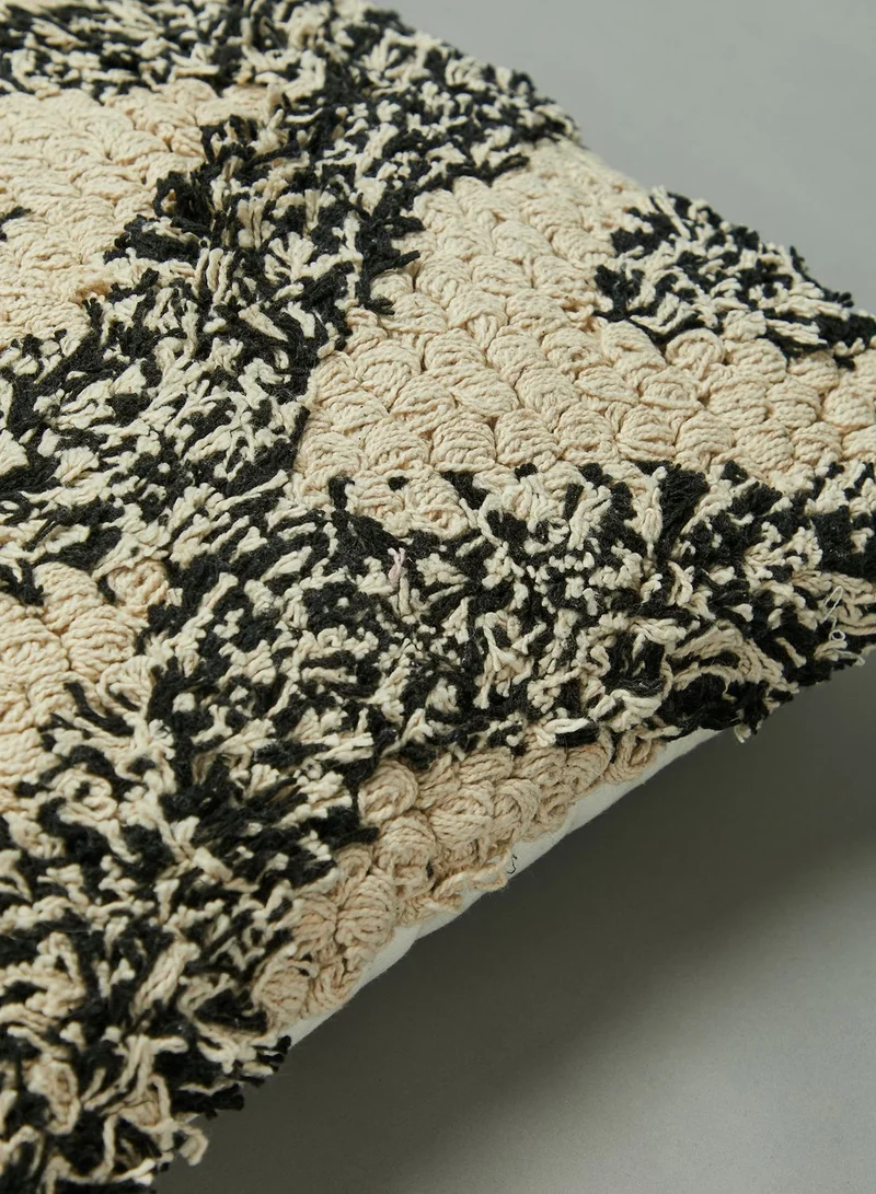 Noire Edit Black & White Large Diamond Cushion - 16"X16"