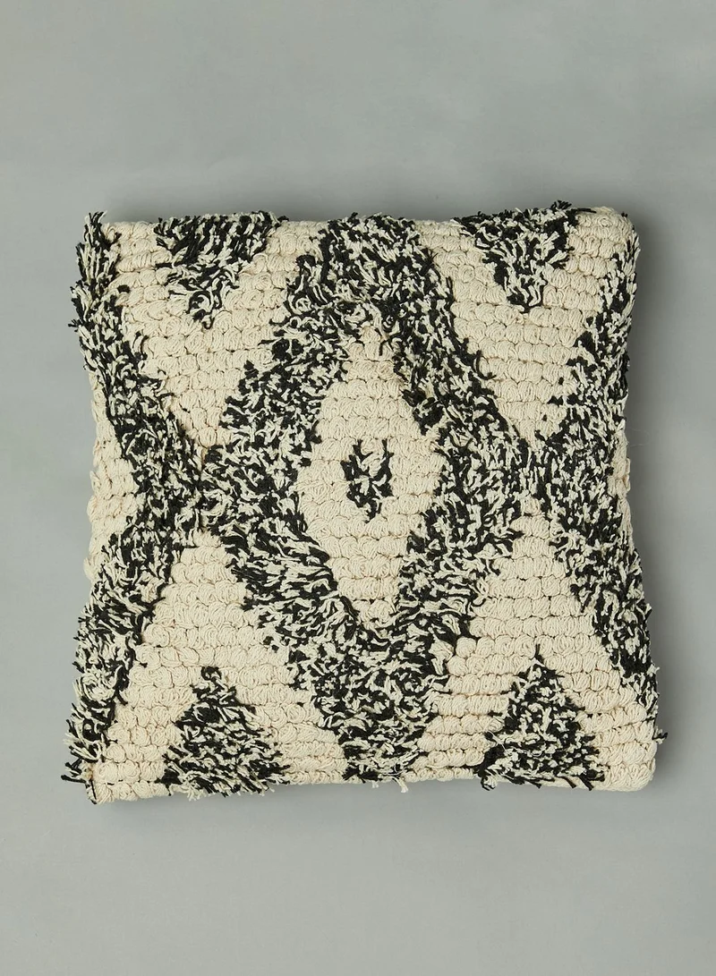 Noire Edit Black & White Large Diamond Cushion - 16"X16"