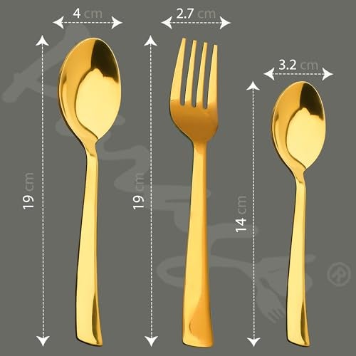 Parage 18 Pieces Stainless Steel Golden Spoon & Fork Set, Premium Cutlery Set for Home & Kitchen, Luxury PVD Gold Flatware for Elegant Dining (6 Pieces Each Table Spoons, Forks & Tea Spoons) - Image 2