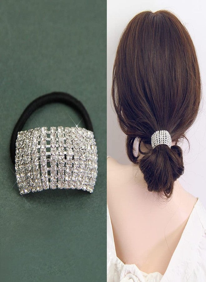 Ruihfas 4Pcs Glitter Hair Scrunchies Crystal Rhinestone Hair Ties Ponytail Holders Cuffs for Women Girls Elastic Rhinestone Hair Bands Accessories - Image 2