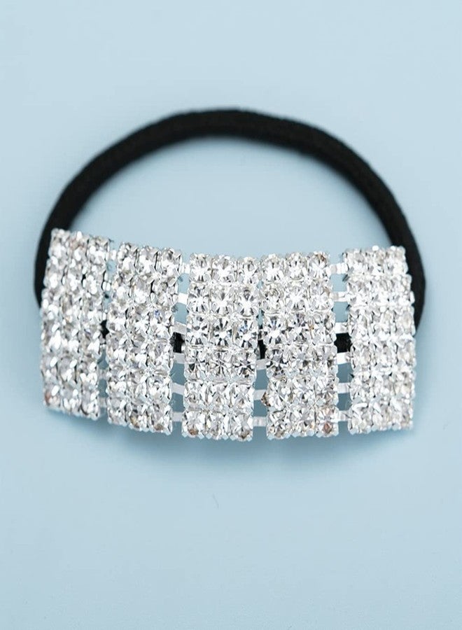 Ruihfas 4Pcs Glitter Hair Scrunchies Crystal Rhinestone Hair Ties Ponytail Holders Cuffs for Women Girls Elastic Rhinestone Hair Bands Accessories - Image 5
