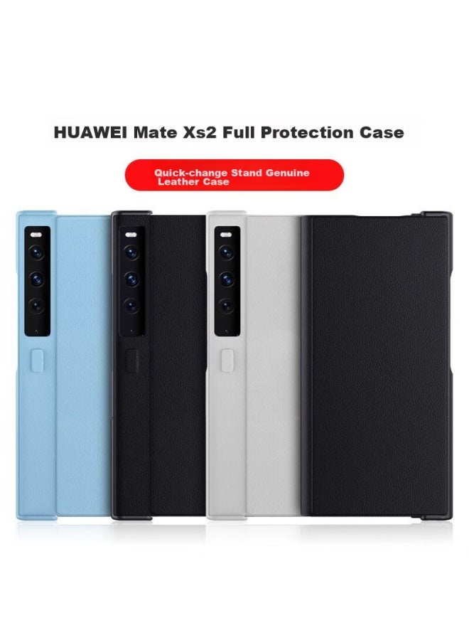 Stryfer Leather Flip Case For Huawei Mate Xs 2, Full Coverage Foldable Screen Case For Huawei Mate Xs 2 Collector's Edition, Men's Cowhide Leather Cover - Elegant Black - Image 4