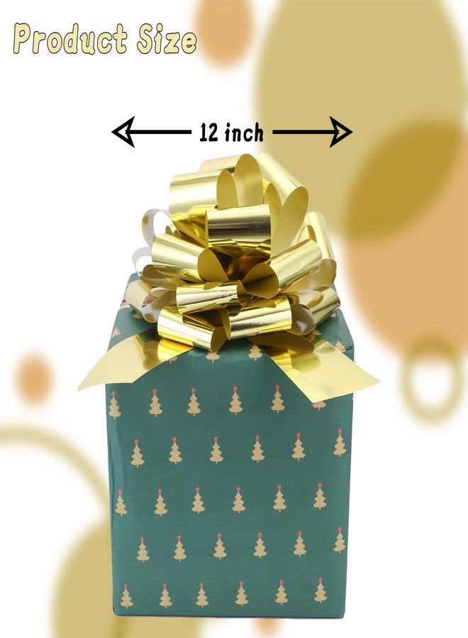 FORBINBO 2 Pcs Large Ribbon Pull Bow - 12" Wide, Big Gift Bows for Cars Decor, New Houses, Gift Basket, Presents, Wreath, Decoration, Office (Gold - Image 2