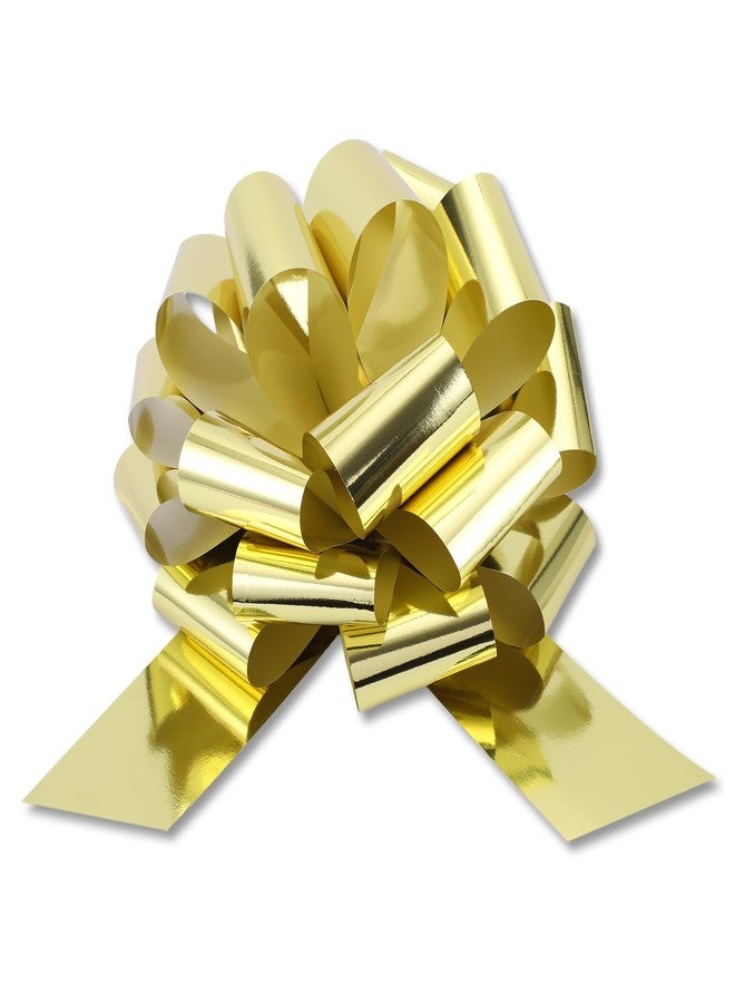 FORBINBO 2 Pcs Large Ribbon Pull Bow - 12" Wide, Big Gift Bows for Cars Decor, New Houses, Gift Basket, Presents, Wreath, Decoration, Office (Gold - Image 1