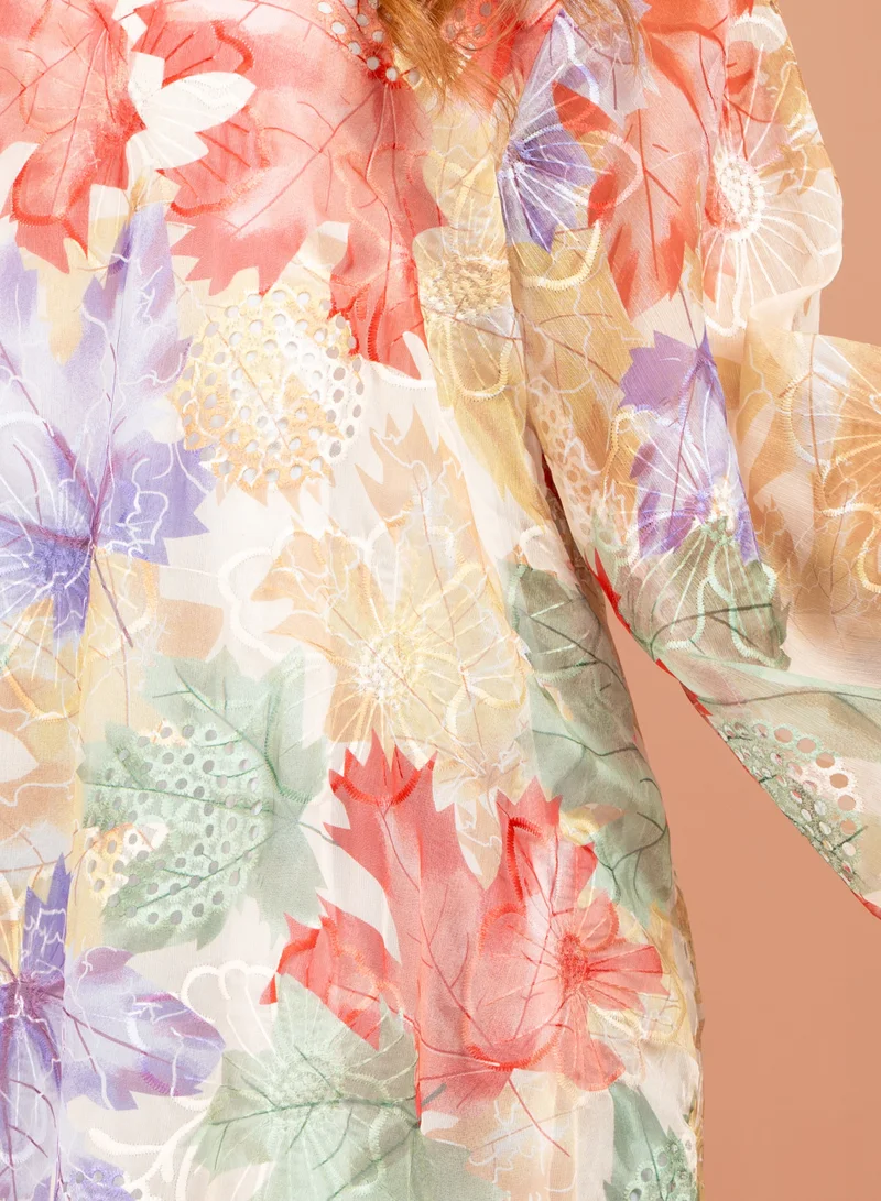 IKKXA Multicolor Printed Kaftan CJ1006 Red