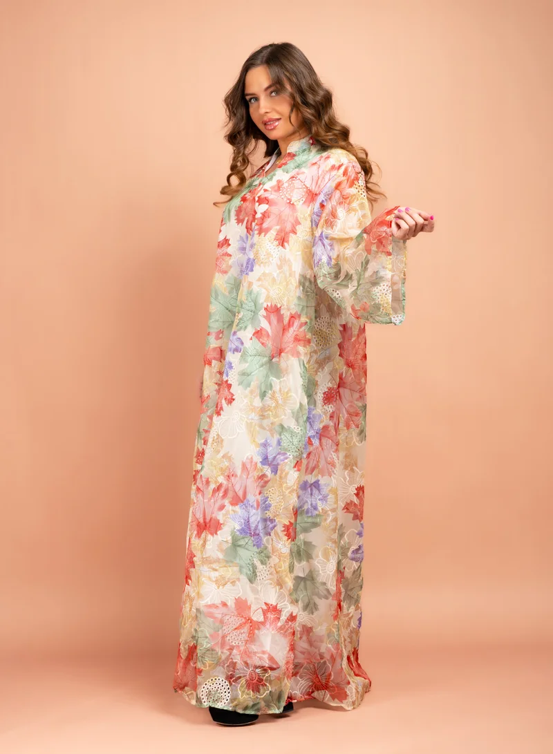 IKKXA Multicolor Printed Kaftan CJ1006 Red