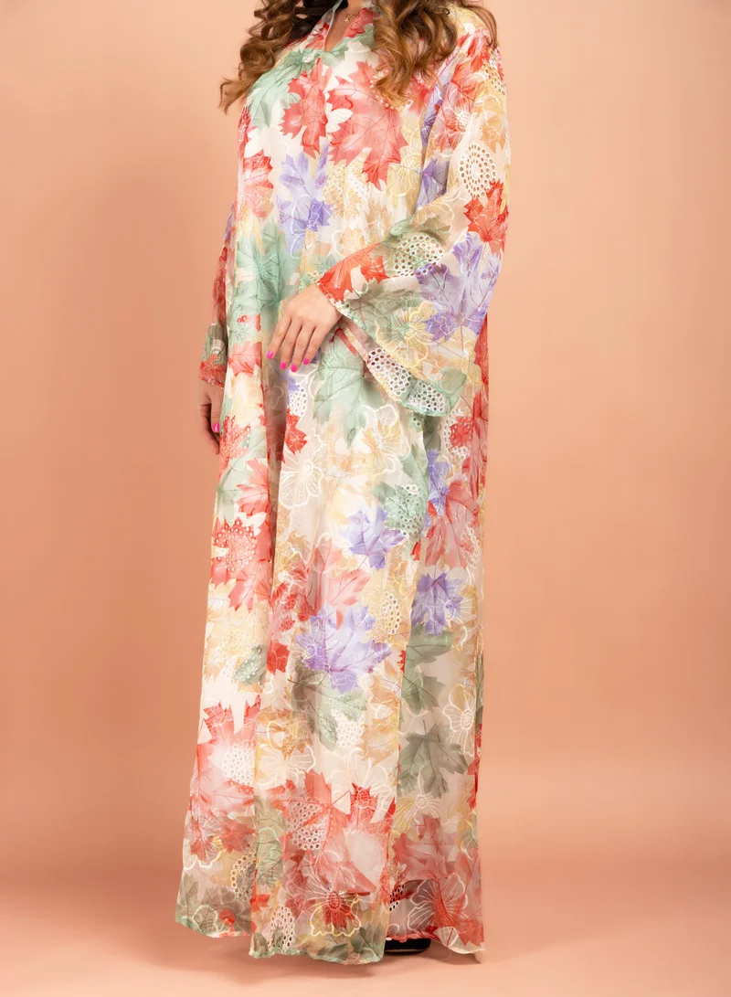 IKKXA Multicolor Printed Kaftan CJ1006 Red
