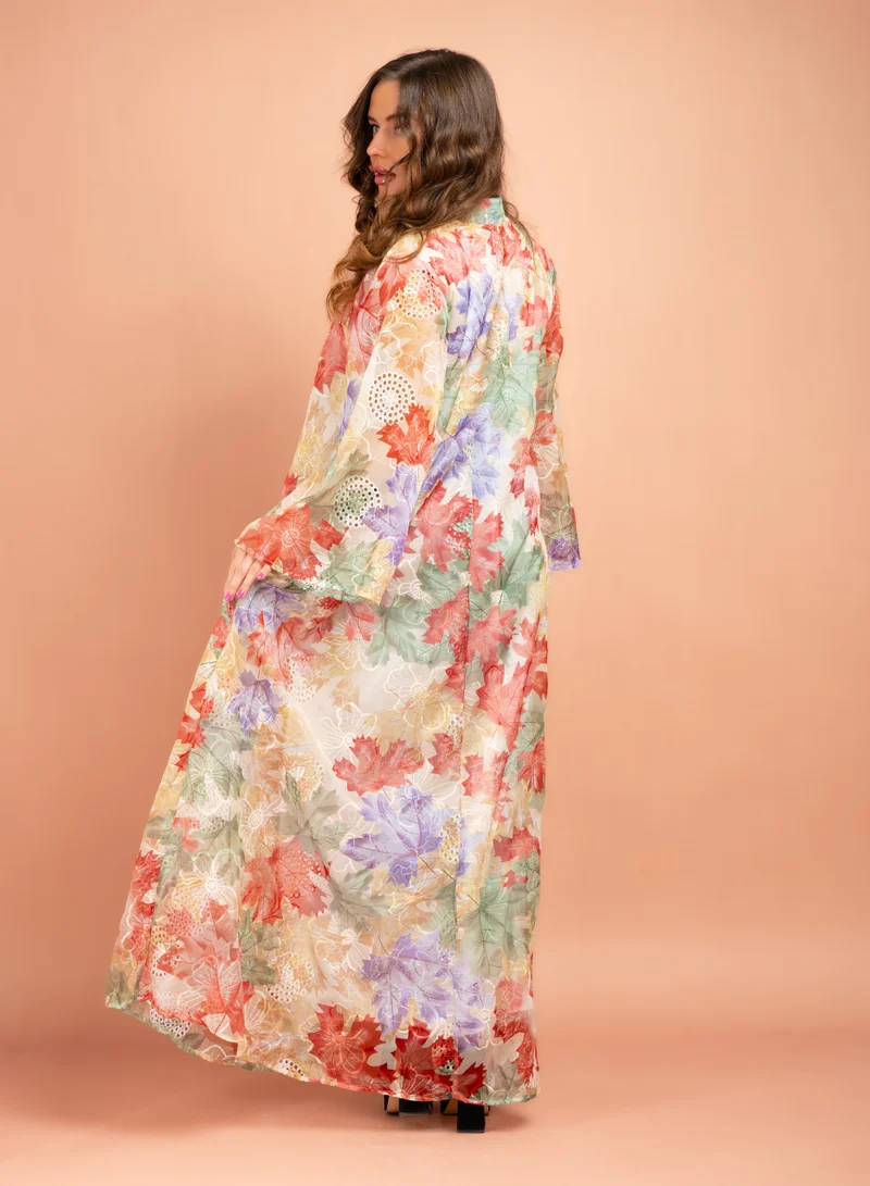 IKKXA Multicolor Printed Kaftan CJ1006 Red