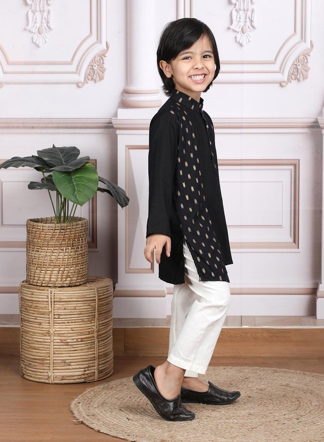 POLKA TOTS Premium Kurta Pajama for Kids Boys | Jubba for Kids Kurta Pyjama Set for Boys | Sherwani for Boys | Traditional Outfit | Wedding Celebration & Indian Festive Clothing Set | Black- 2-3 Y - Image 3