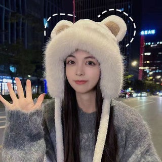 Cute Fox Ear Plush Winter Warm Hat Scarf Combo White (double ball women's hat) - pzsku/Z53A1E418E15B0F15E0E9Z/45/1746211032/fb1b1d4d-f52e-42b8-95b2-2dc0c4cc6024