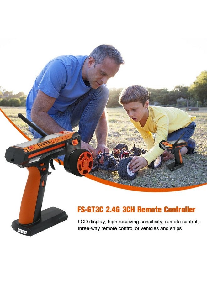 Flysky Fsgt3C Rc Transmitter With Fsgr3E Receiver 2.4Ghz 3 Channel Lcd Remote Controller And Receiver For Rc Car Boat (Orange) - Image 2