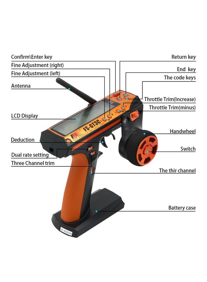 Flysky Fsgt3C Rc Transmitter With Fsgr3E Receiver 2.4Ghz 3 Channel Lcd Remote Controller And Receiver For Rc Car Boat (Orange) - Image 3