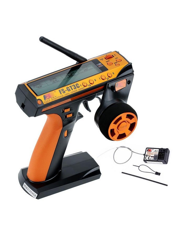 Flysky Fsgt3C Rc Transmitter With Fsgr3E Receiver 2.4Ghz 3 Channel Lcd Remote Controller And Receiver For Rc Car Boat (Orange) - Image 1