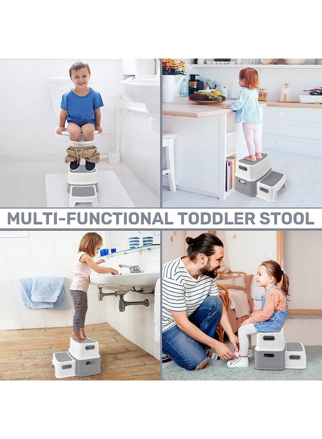 GAOMON 2 Step Stools for Kids, Anti-Slip Toddler Step Stool for Bathroom Sink, Two Step Stool for Toddlers Toilet Potty Training, Toddler Stool for Kitchen Counter Bedroom, Grey - Image 5