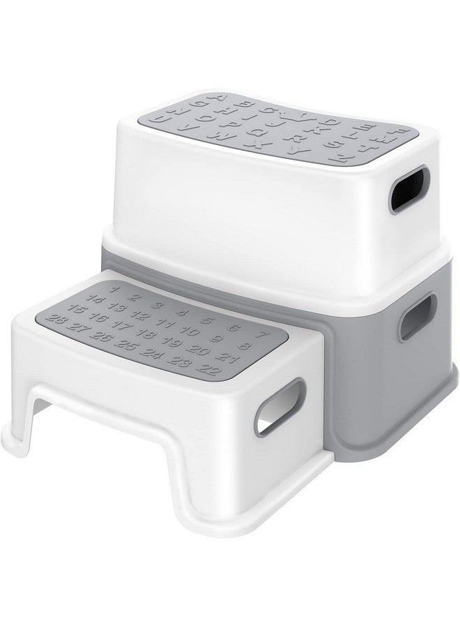 GAOMON 2 Step Stools for Kids, Anti-Slip Toddler Step Stool for Bathroom Sink, Two Step Stool for Toddlers Toilet Potty Training, Toddler Stool for Kitchen Counter Bedroom, Grey - Image 1