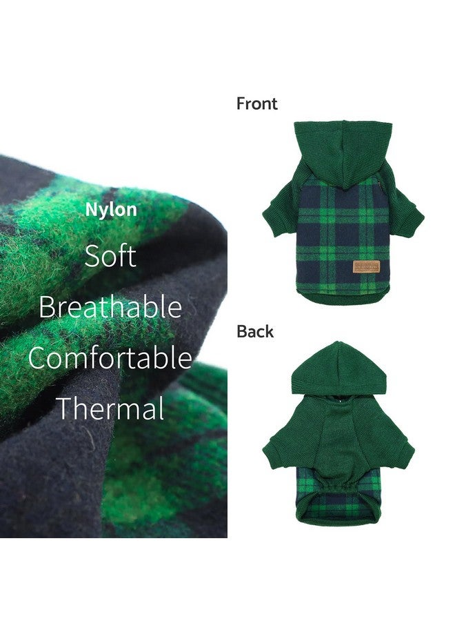 فيت وورم هودي منقوش للكلاب، ملابس كلاب محبوكة للكلاب الصغيرة للأولاد، سترة للحيوانات الأليفة بغطاء للرأس، ملابس شتوية للقطط، أخضر، صغير - Image 4