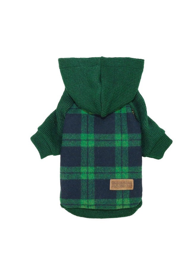 فيت وورم هودي منقوش للكلاب، ملابس كلاب محبوكة للكلاب الصغيرة للأولاد، سترة للحيوانات الأليفة بغطاء للرأس، ملابس شتوية للقطط، أخضر، صغير - Image 1