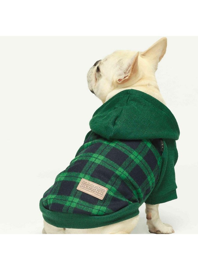 فيت وورم هودي منقوش للكلاب، ملابس كلاب محبوكة للكلاب الصغيرة للأولاد، سترة للحيوانات الأليفة بغطاء للرأس، ملابس شتوية للقطط، أخضر، صغير - Image 2