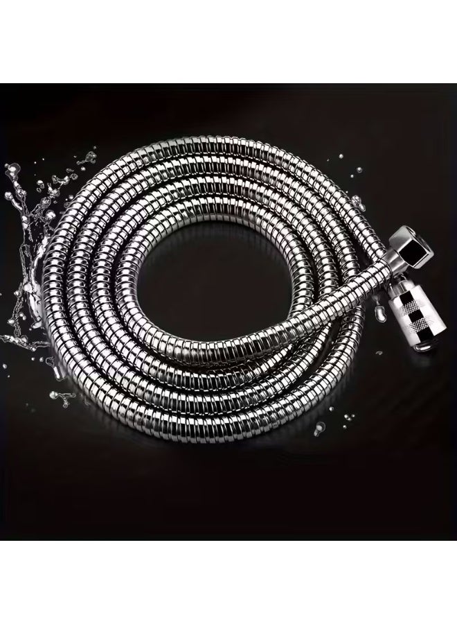 971 Junction Flexible Shower Hose, 1.5M  Expandable Stainless Steel Anti-Explosion, Universal Anti Kink Shower Hose, Replacement for Hand Showerhead Leak-Proof Rust Resistant Shower Pipe, Handheld Shower Pipe Chrome, Silver - Image 4