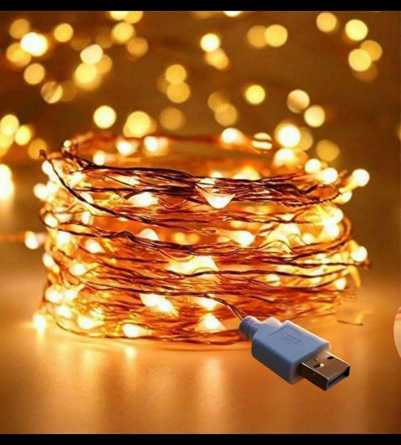 Lexton 10 m Led Copper String Light USB Sourced Warm White for Indoor Outdoor - Image 1