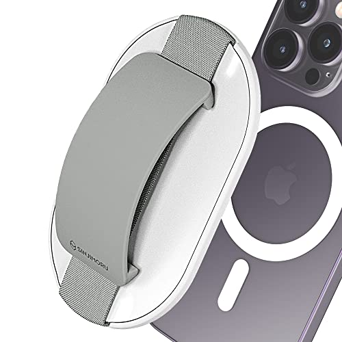 Sinjimoru for MagSafe Grip, Magnetic Phone Grip for MagSafe Stand, Strong Magnetic Phone Holder for iPhone 17 16 15 14 13. M-SGrip Light Grey - Image 1