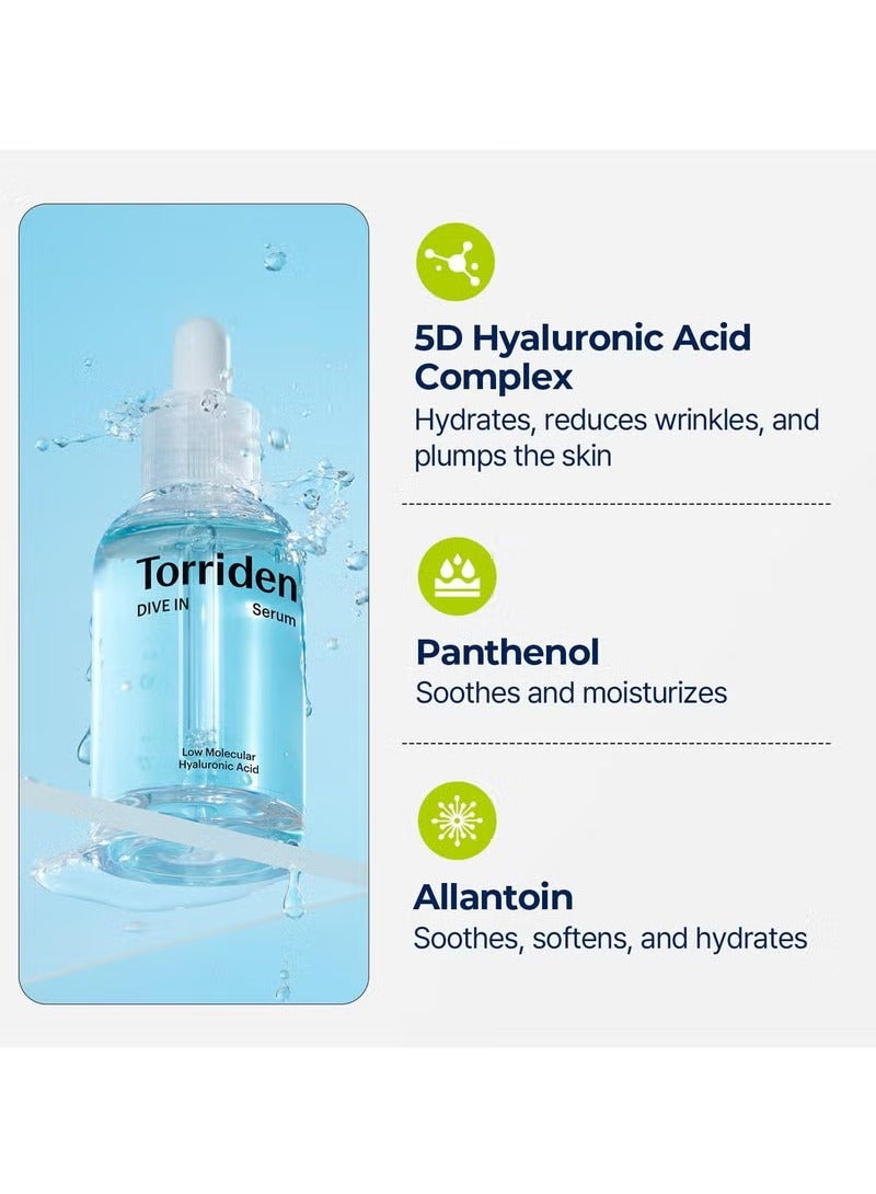 Torriden DIVE-IN Low-Molecular Hyaluronic Acid Serum, 1.69 fl oz | Fragrance-free Face Serum for Dry, Dehydrated, Oily Skin | Vegan, Clean, Cruelty-Free Korean Skin Care - Image 5