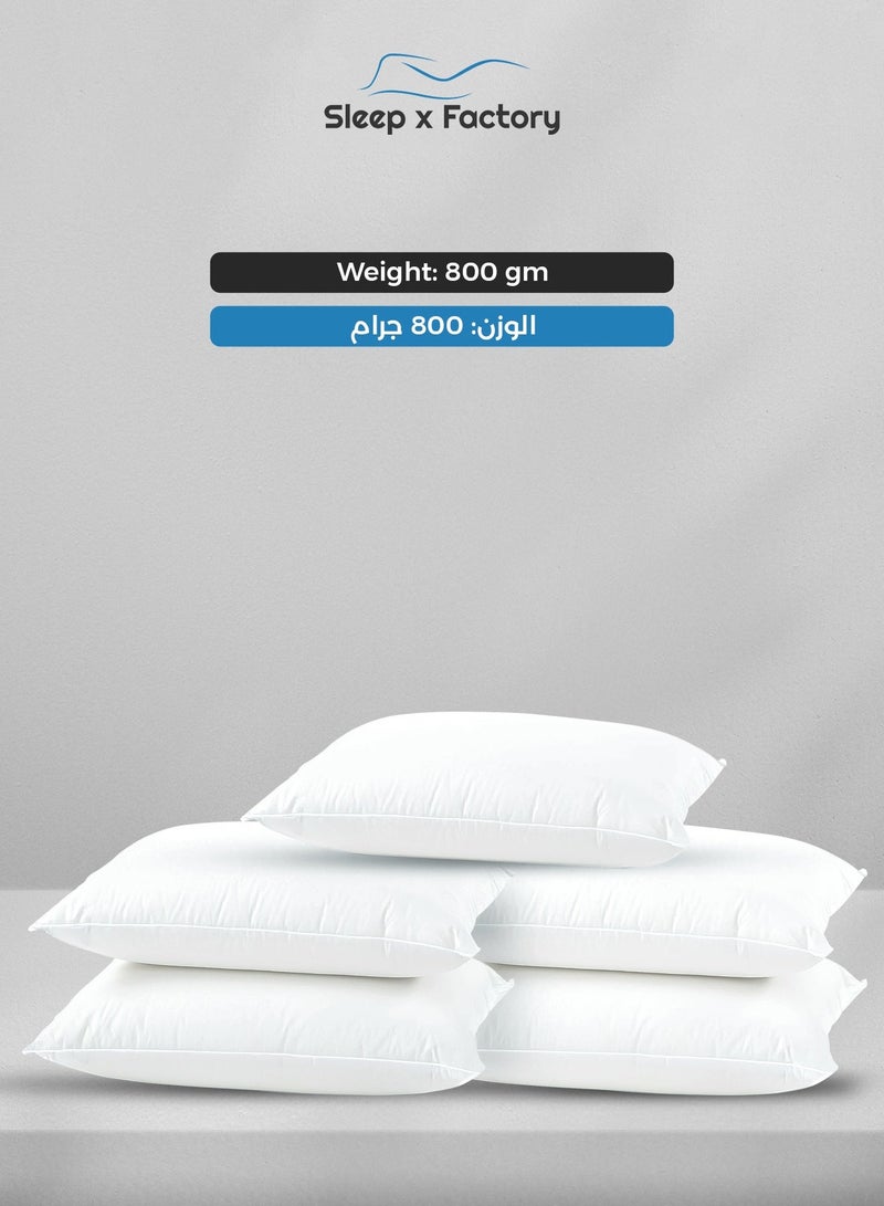 Sleep x Factory Premium Hotel Comfort Pillows – 5-Pack – Microfiber Cover, Hypoallergenic Fill – 800g - Image 2
