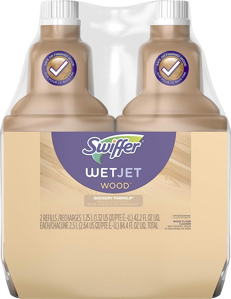 Swiffer Wetjet Wood Floor Cleaner Solution Refill, 42.2 Oz - 2 Pack - Image 1