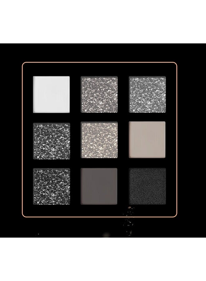 ibcccndc Multi Colors Eyeshadow Palette ,Black Grey Silver Smokey Eyeshadow Palette, 9 Colors Cool Toned Matte Glitter Eyeshadow Palette Longlasting Waterproof Eye Shadow for Girls and Women - Image 2