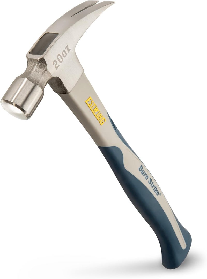 Estwing Sure Strike Hammer - 20 oz Rip Claw Hammer with Smooth Face & Carbon Fiber Handle - SSCF20S - Image 1