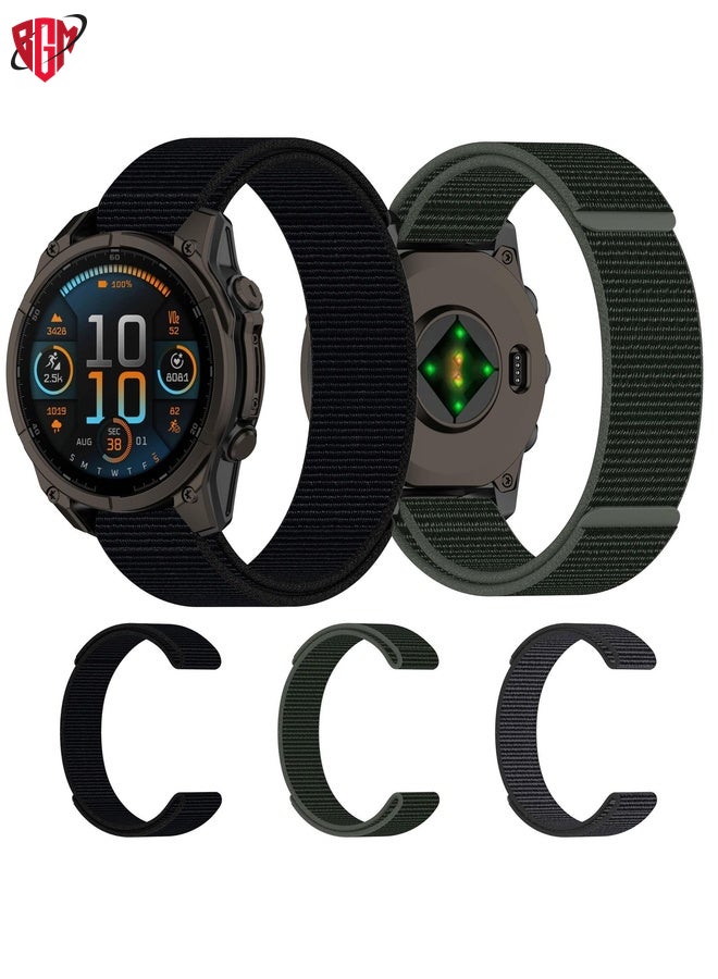 BGM For Garmin Fenix 8 AMOLED 43mm Nylon Hook and Loop Fastener 20mm Watch Band(Black)  - Image 4