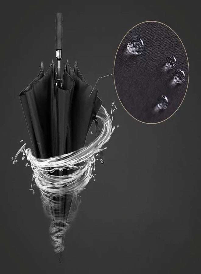 Qolixs Double Canopy Travel Business Waterproof Umbrella with Cover/Ergonomic Non-Slip Handle/Windproof Umbrellas Automatic Open/Large Rain Umbrellas Chaata Vented Stick Black - Image 3