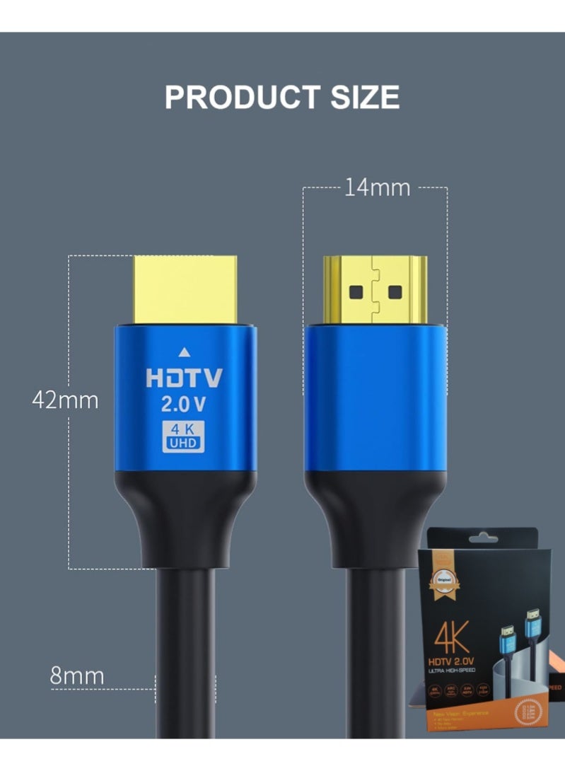 ARUWA 4K Hdmi Cable 10FT length , High Speed Hdmi Cable 4K@60Hz 2K@120Hz, Gold-Plated Connector 3D ARC 2.2 &2.3 for HDTV/Blu Ray Playback/Projectors/Laptops/PS4/PS5(Blue) - Image 4