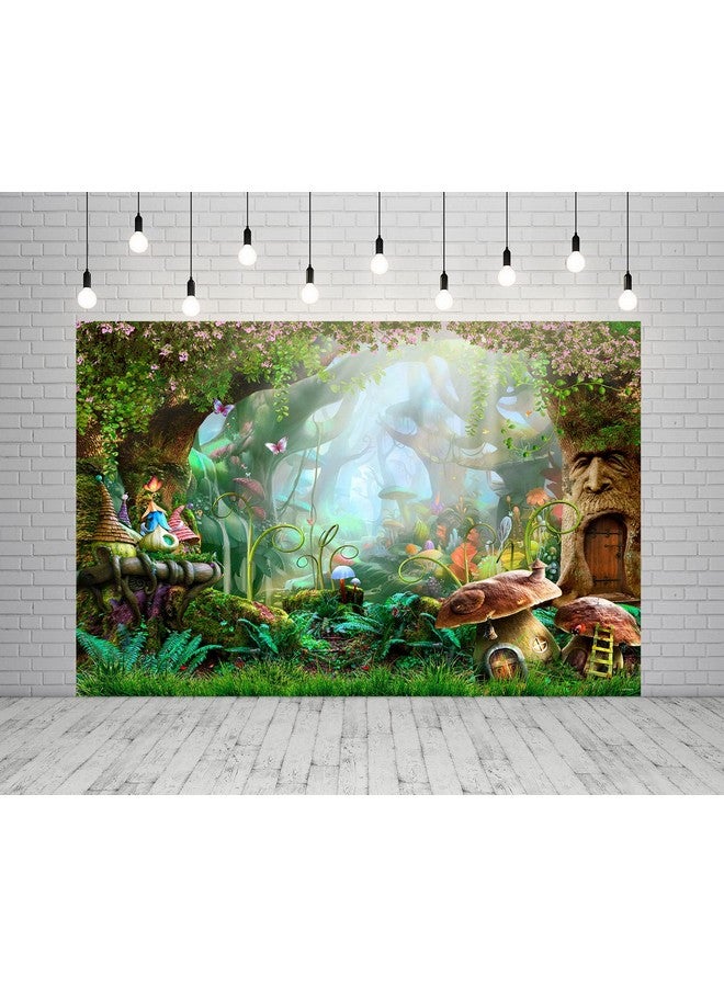 HMTFOTO 7X5Ft Fairy Tale Backdrop Baby Show Photography Backdrops Elves Cartoon Fairy Tale Tree Magic Mushroom Background Background Tree Hole Photo Backdrop For Party Magic Forest Background - Image 1