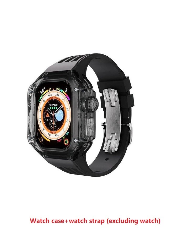 Generic Fluororubber Strap with PC Case for Apple Watch Ultra 2/Ultra, Luxury Richard RM Mod Kit for Apple iWatch 49mm, Black（Not Watch）  - Image 1