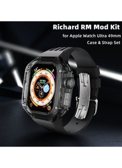 Generic Fluororubber Strap with PC Case for Apple Watch Ultra 2/Ultra, Luxury Richard RM Mod Kit for Apple iWatch 49mm, Black（Not Watch）  - Image 5