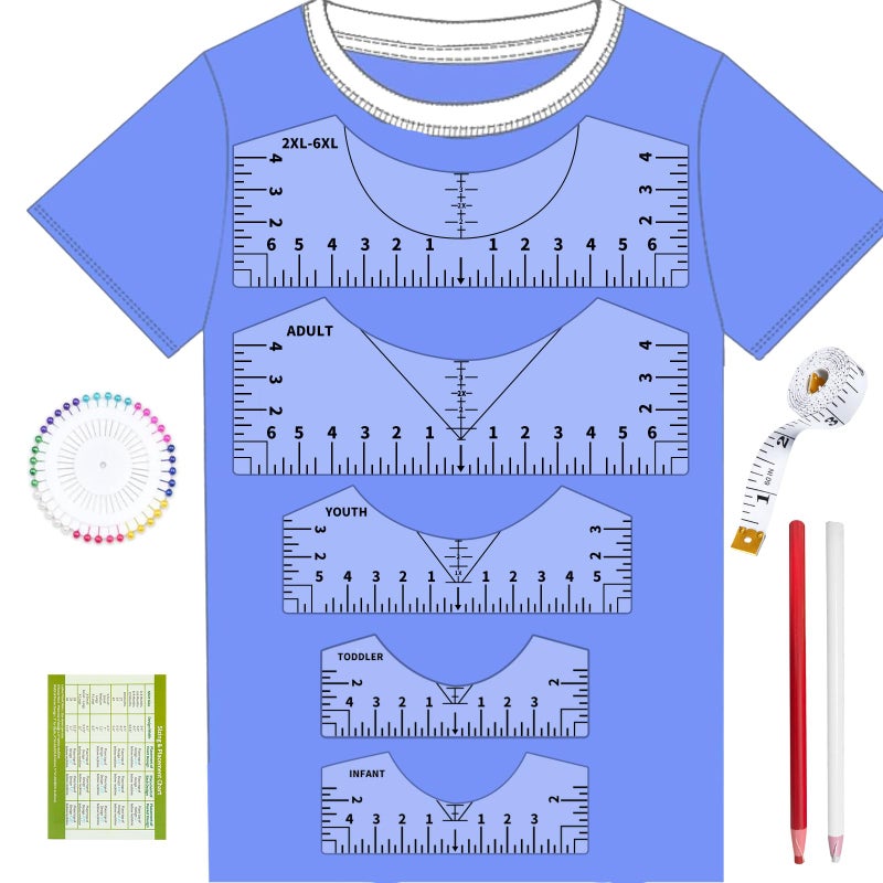 tietoc Tshirt Ruler Guide for Vinyl Alignment, T Shirt Rulers to Center Designs, PVC Measurement Template, Craft Sewing Supplies Accessories Tools for Cricut Heat Press & Cameo & HTV Transfer Vinyl - Image 1