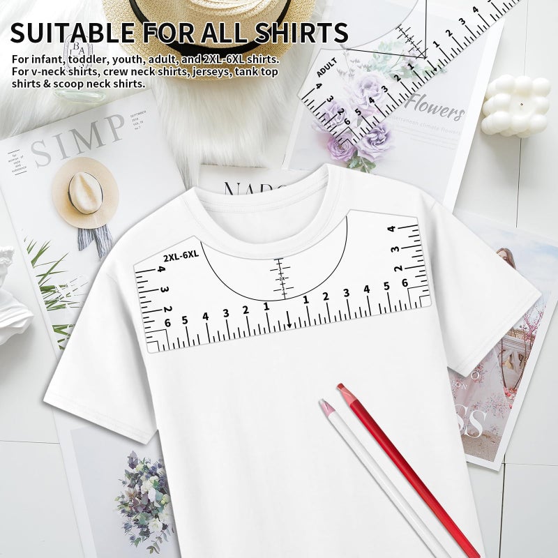 tietoc Tshirt Ruler Guide for Vinyl Alignment, T Shirt Rulers to Center Designs, PVC Measurement Template, Craft Sewing Supplies Accessories Tools for Cricut Heat Press & Cameo & HTV Transfer Vinyl - Image 4