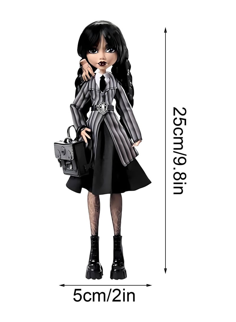 General Wednesday Doll and Accessories Wednesday Addams Collectible in Nevermore Academy Uniform with Thing and Backpack Doll Stand  - Image 3