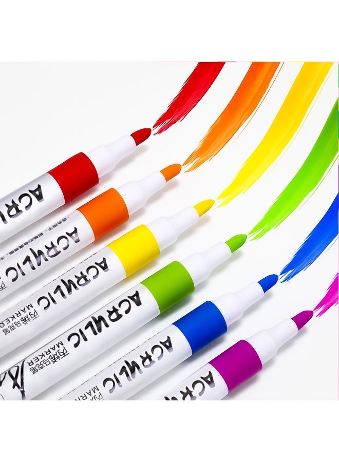 جورونب 60 لونًا من أقلام التلوين، أكريليك للفنانين البالغين، تلوين، رسم، رسوم متحركة، رسوم متحركة، رأس فرشاة للرسم على الصخور، الخشب، القماش، الحرف اليدوية، أدوات فنية - Image 3