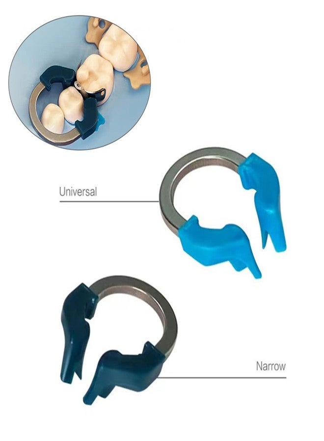 Windplusya Dental Sectional Matrix Ring Clamp Spring Clip, Autoclavable Nickel Titanium Orthodontic Clamp Rings, Contoured Matrices System for Pre and Post Molars. (R6 Blue - Image 2
