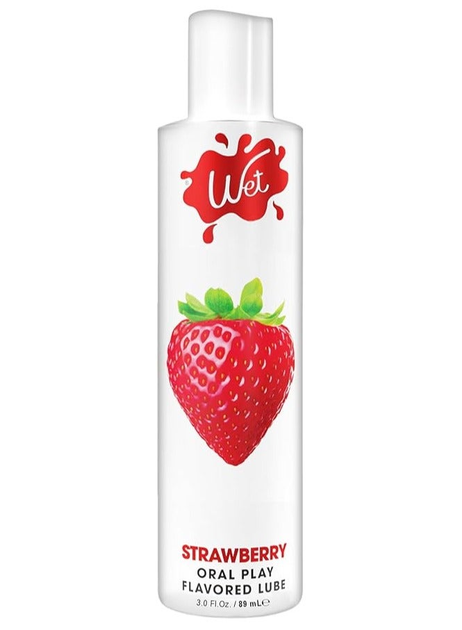 Wet Water-Based Flavored Lube for Men, Women & Couples, 3 Fl Oz Strawberry