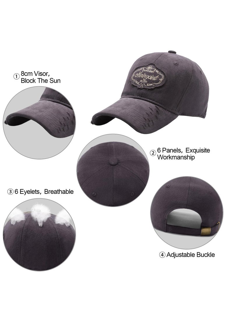 SOLARAE Baseball Cap, Unisex Adjustable Casual Summer Plain Vintage Distressed Cotton Embroidered Trucker Hat Edge Grinding Do Old Hat - Image 3