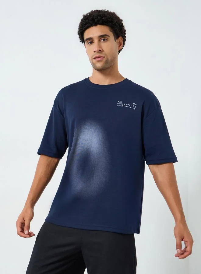 Styli Active Men Oversized Typography Print T-Shirt