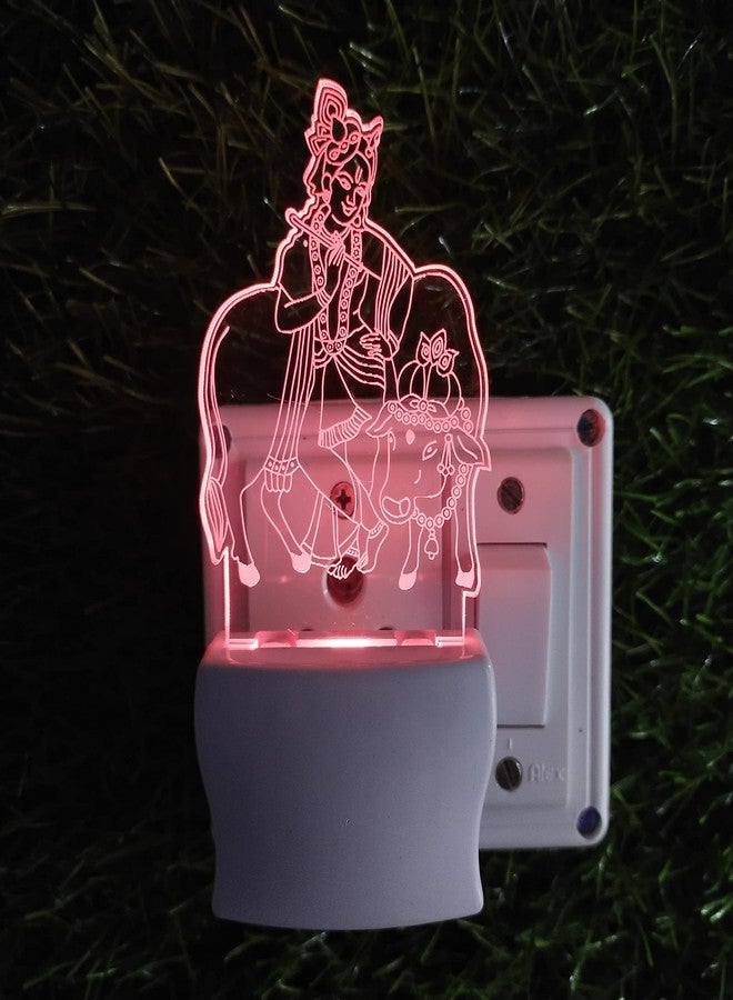 UKANI GOD Krishna with Cow 3D Illusion Acrylic Night Lamp, 7 Colors RGB Auto Colour Change Plug and Play Night Light, Office Light, Best for Gift - Pack of 1 (SD071,Multicolour, 3 Inch) - Image 5