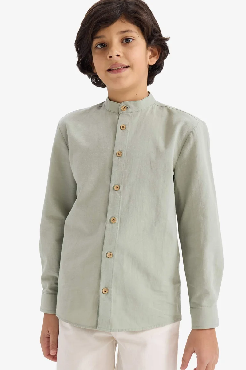 ديفاكتو Boy Stand Collar Long Sleeve Shirt